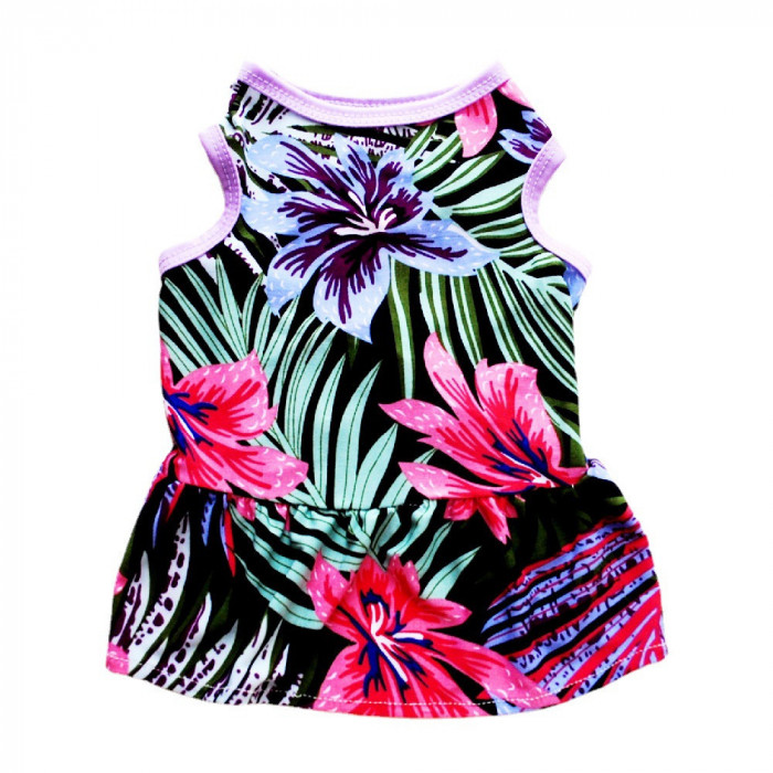 Летнее тонкая платье для собак "Цветок 1", разноцветное, размер L