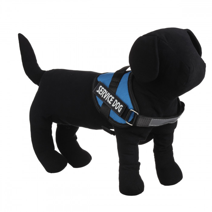 Регульована посилена шлея для собак Service Dog, синя, розмір XS