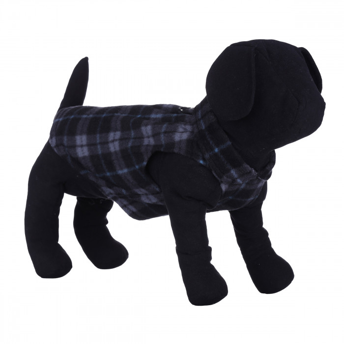 Осеннее-весенний жилет для собак с кольцом "Клетка", черный, размер XS