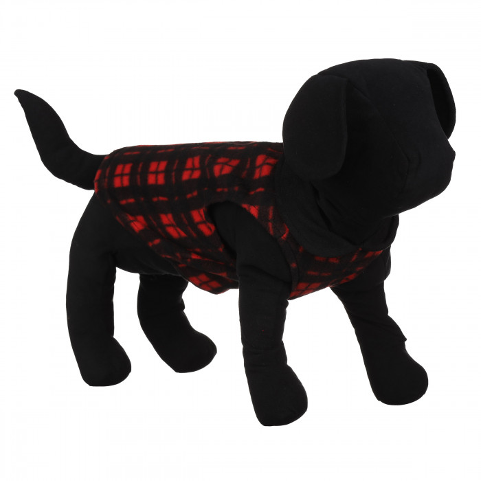 Осеннее-весенний жилет для собак с кольцом "Клетка", красно-черный, размер XS