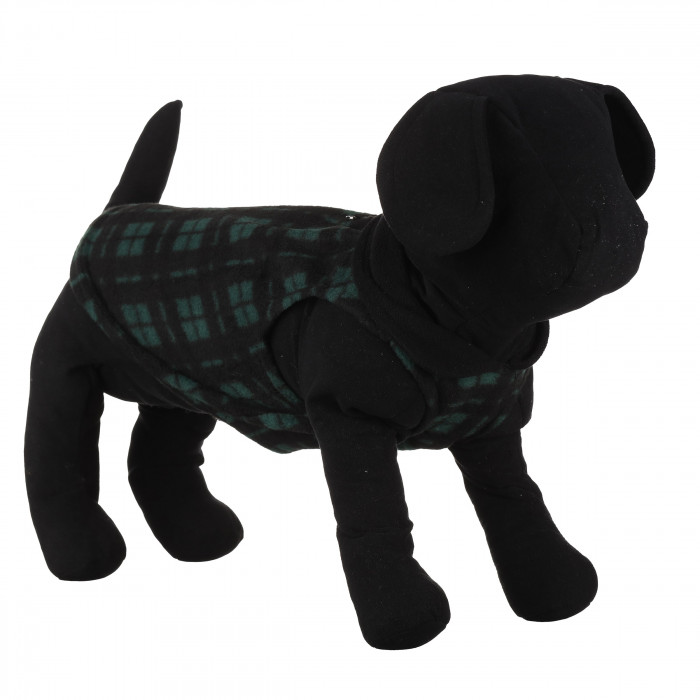 Осеннее-весенний жилет для собак с кольцом "Клетка", зеленый, размер XS