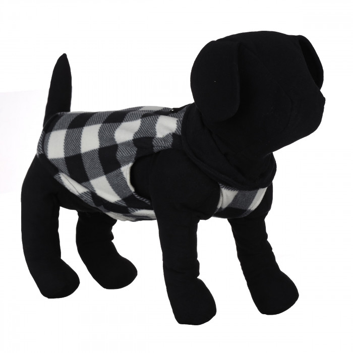 Осеннее-весенний жилет для собак с кольцом "Клетка", черно-белый, размер XS
