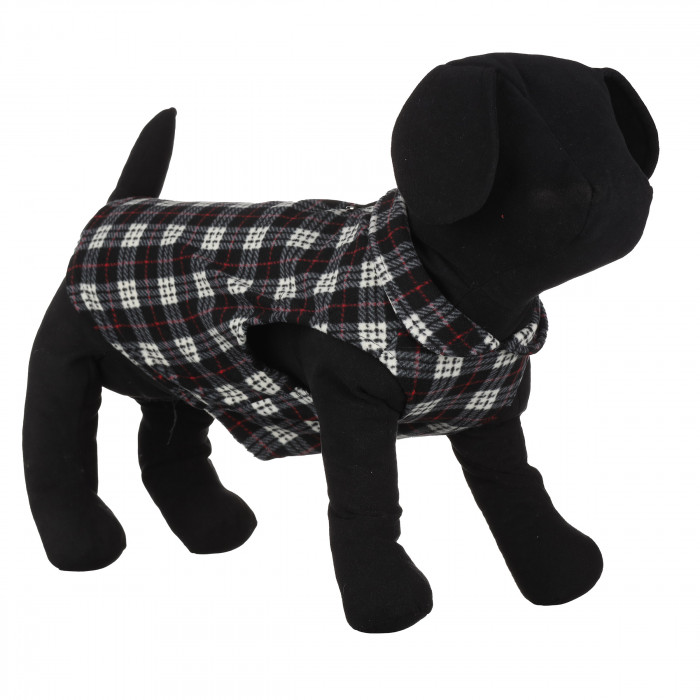 Осеннее-весенний жилет для собак с кольцом "Клетка 2", черный, размер XS