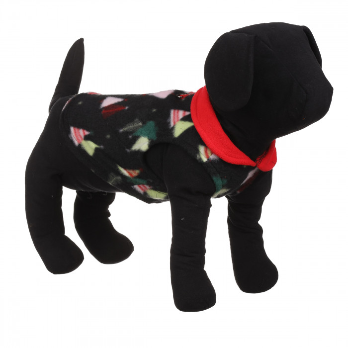 Осеннее-весенний жилет для собак с кольцом "Рисунок", черный, размер XS