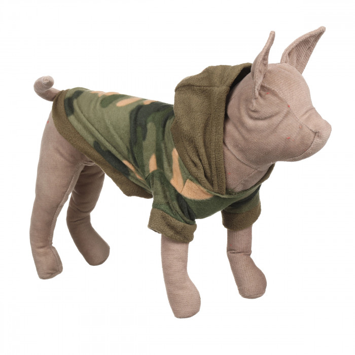 Осеннее весеннее тонкое худи для котов и кошек "Камуфляж", зеленое, размер XS