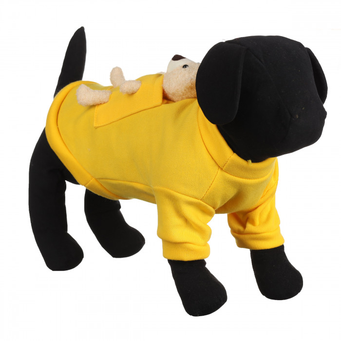 Демисезонный свитер для собак с медведем в кармане, желтый, размер XS