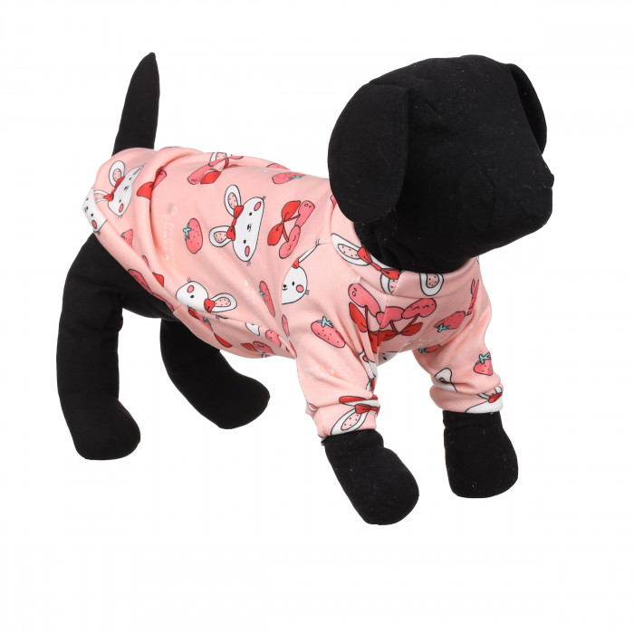 Осінньо-весняний пуловер для собак "Зайчики", рожевий, розмір XS