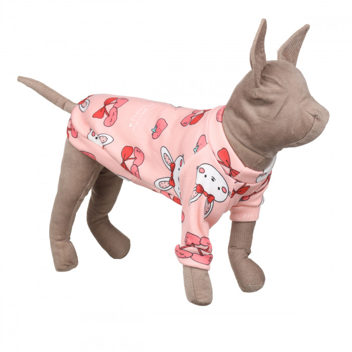 Осінньо-весняний пуловер для котів та кішок "Зайчики", рожевий, розмір XS
