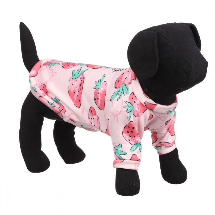 Осінньо-весняний пуловер для собак "Полуниця", рожевий, розмір XS