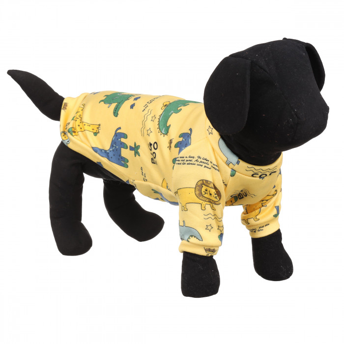 Осеннее-весенний пуловер для собак "Зоопарк", желтый, размер XS