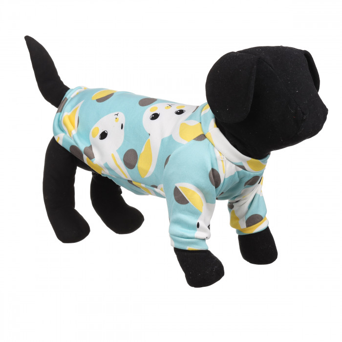 Осінньо-весняний пуловер для собак "Зайчики", блакитний, розмір XS