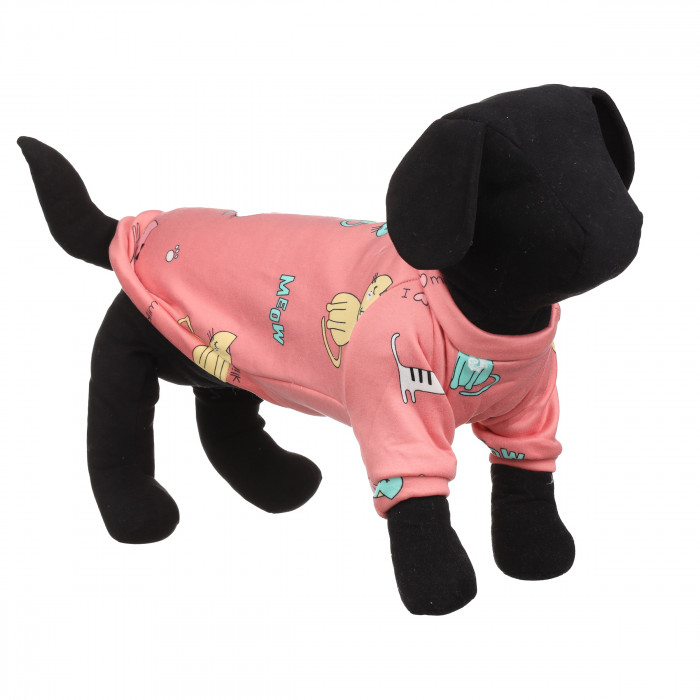 Осінньо-весняний пуловер для собак "Кошенята", рожевий, розмір XS