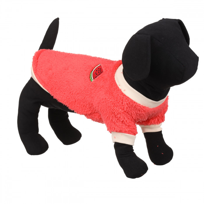 Осеннее-весенний махровый свитер для собак "Арбуз", красный, размер XS
