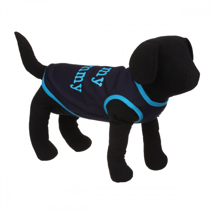 Теплая майка на флисе для собак "Я ЛЮБЛЮ СВОЮ МАМУ", темно-синяя, размер XS