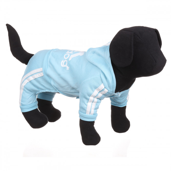 Спортивный костюм, комбинезон для собак "Adidog", голубой, размер L
