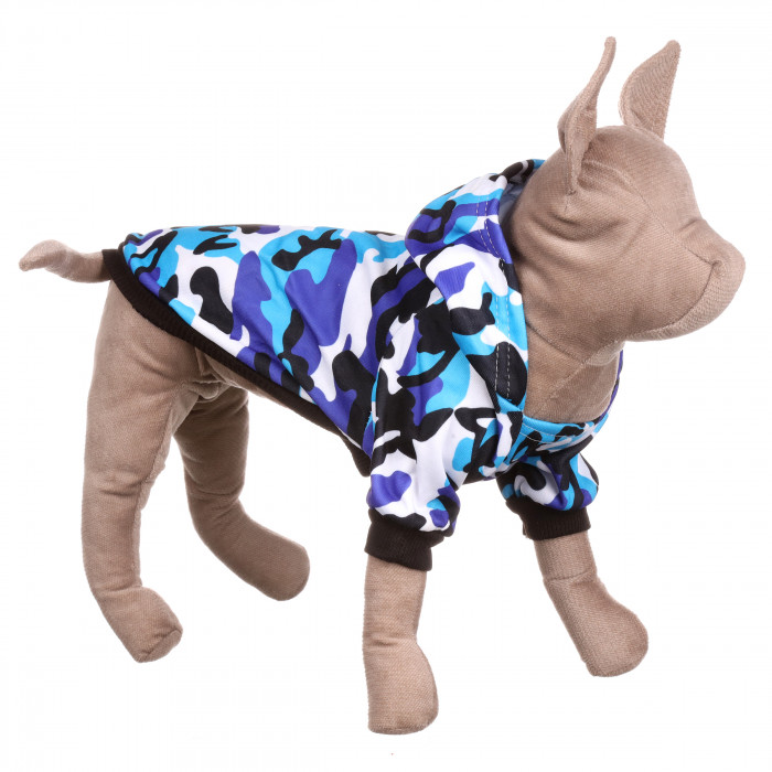 Осіння толстовка для котів та кішок "Камуфляж", синя, розмір 4XL