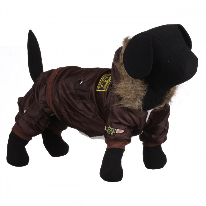 Зимний теплый комбинезон для собак "USA", коричневый, размер XS
