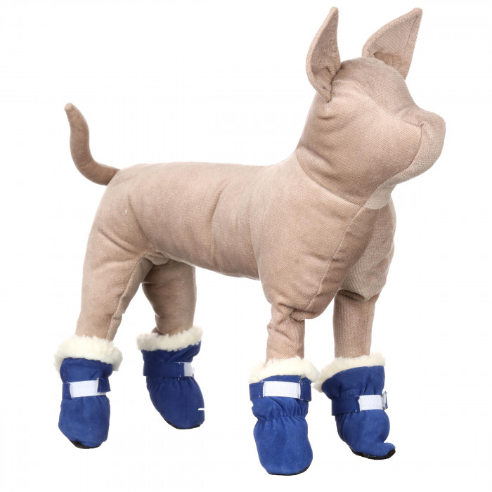 Зимове взуття для собак (4 шт) з м'якою підошвою "Велюр", сині, розмір 2